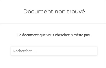 Message d'erreur Document non trouvé indiquant que le Sitemap n'a pas encore été généré