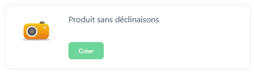 Interface de création d'un produit sans déclinaisons
