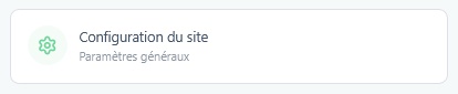 Configuration du site