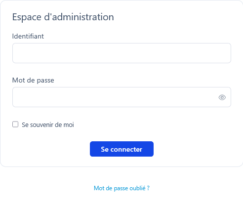 Page de connexion à l'espace d'administration